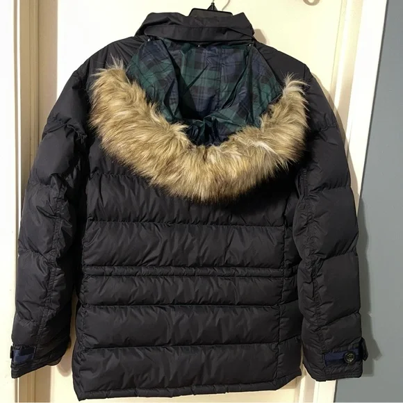 POLO RALPH LAUREN MENS DOWN FILL REMOVABLE FAUX FUR HOODIE JACKET SIZE: L